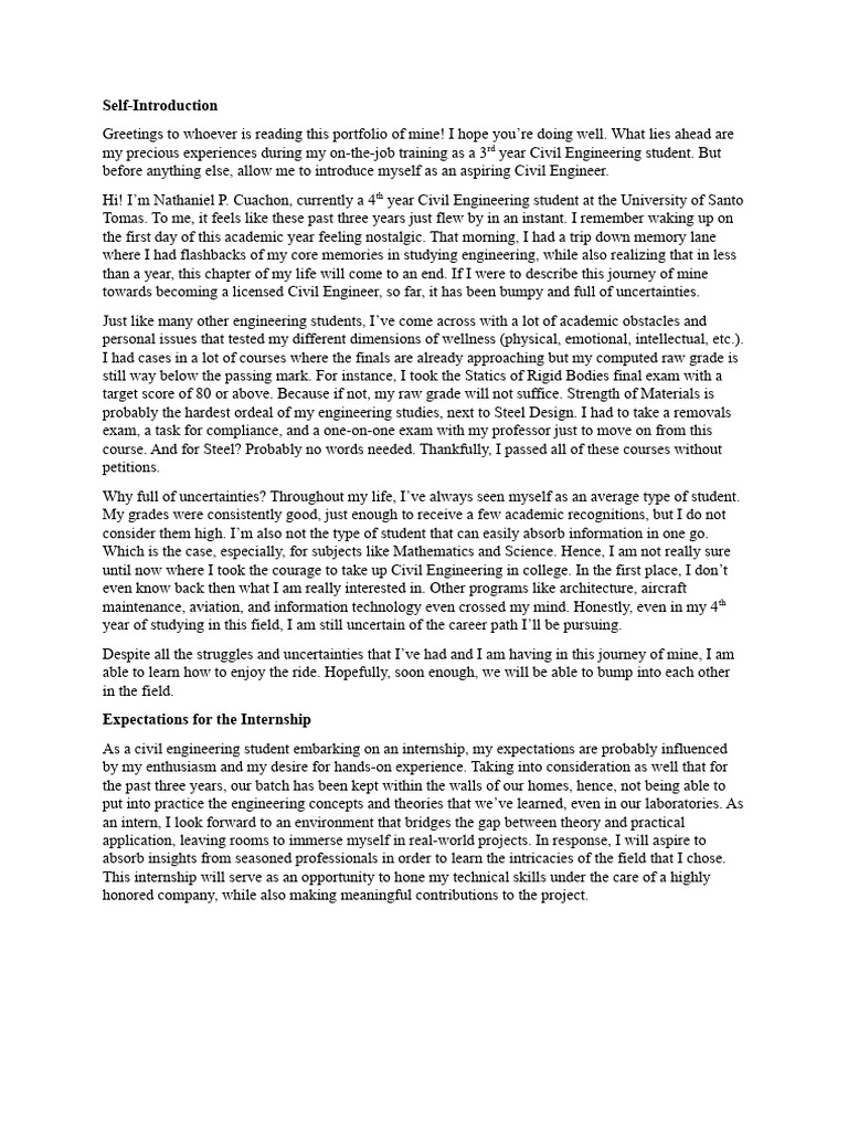 Internship Portfolio with Pics PDF Employment Theory