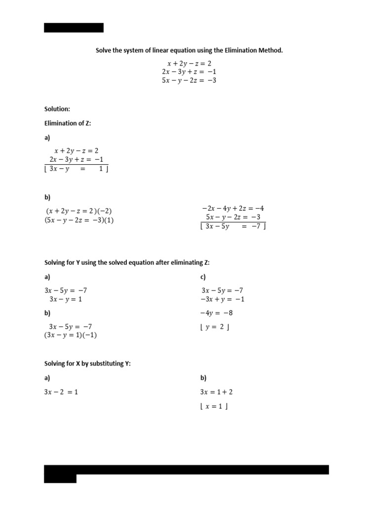 System of Linear Equation Using The Elimination Method Revised ...