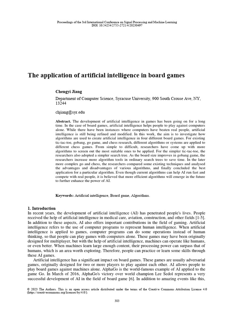 AI Algorithms in Board Games Analysis | PDF | Artificial Intelligence ...