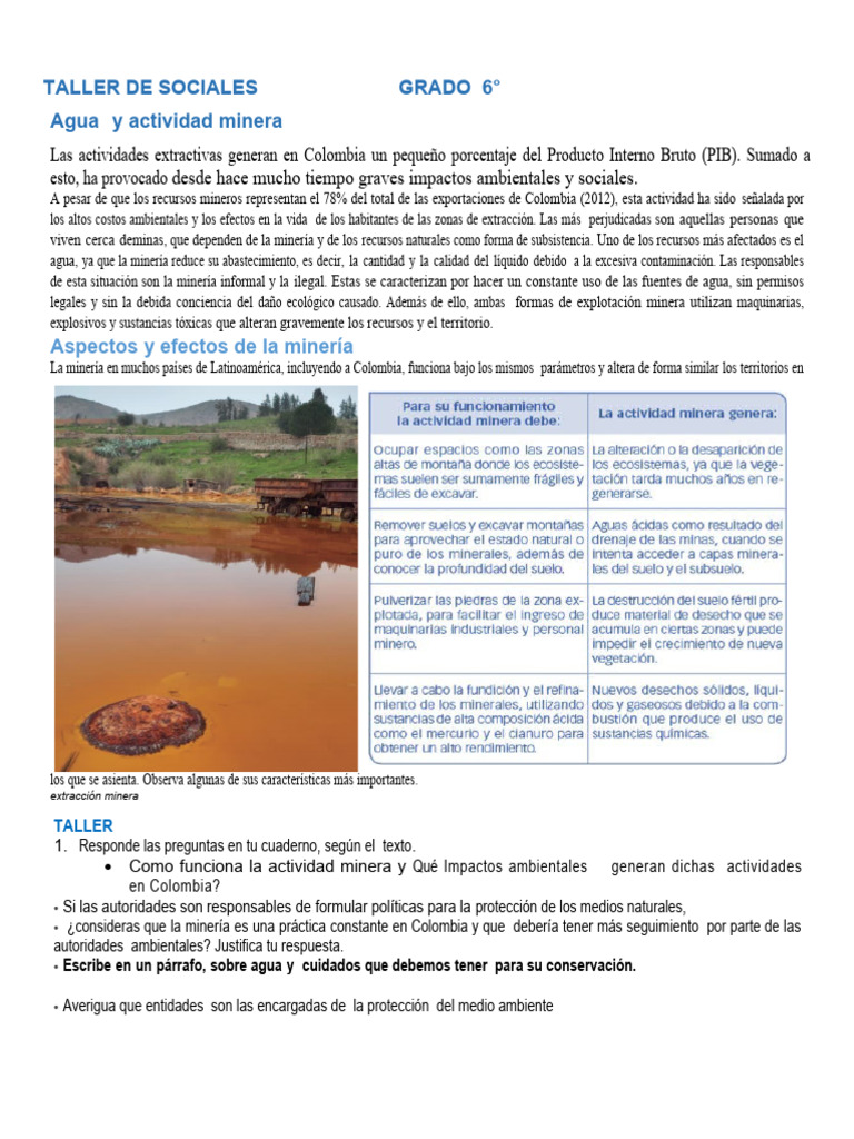 taller de SOCIALES GRADO 6. | PDF