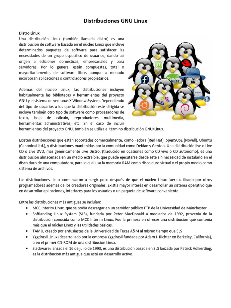 Distribuciones GNU/Linux: Historia y Ejemplos | PDF | Distribución de ...