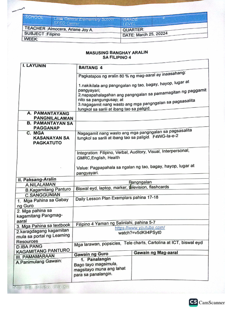 7es filipino lesson plan pdf