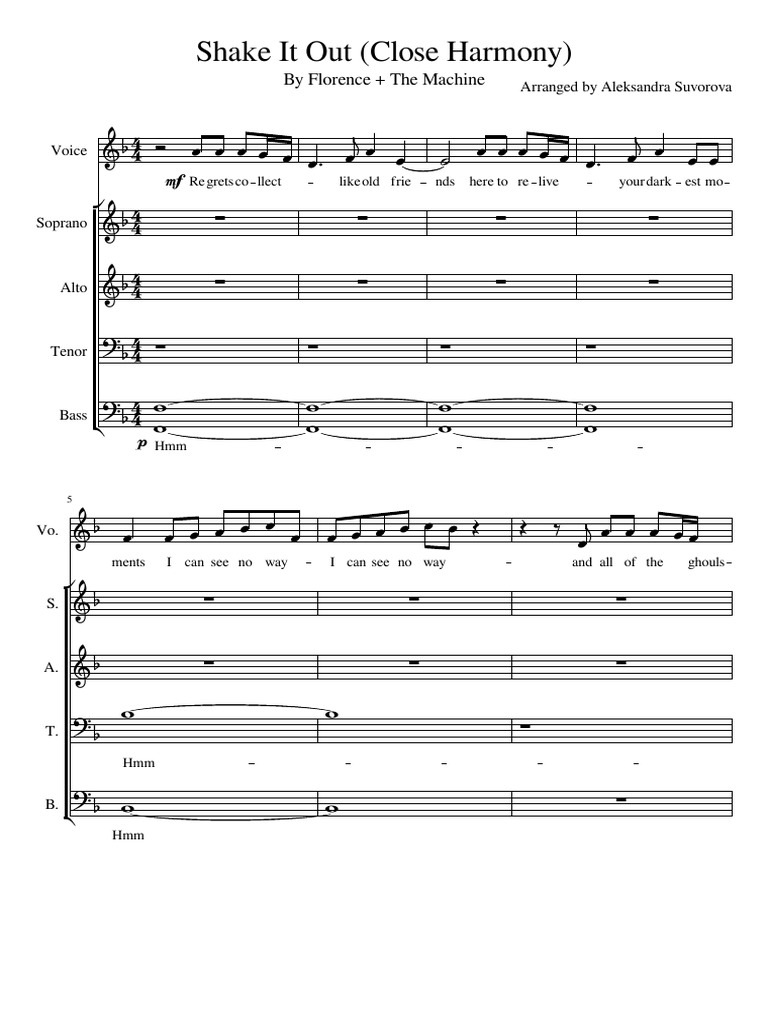 Shake it out close harmony pdf harmony pitch music 