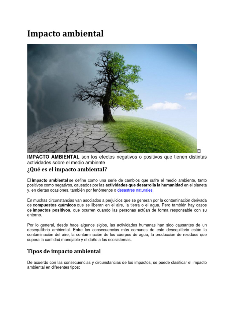 Efectos del Impacto Ambiental | PDF | Entorno natural | Contaminación