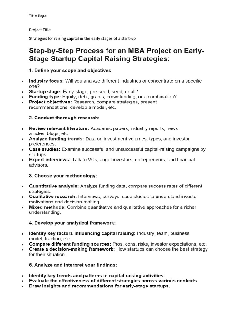 Early-Stage Startup Capital Strategies | PDF | Startup Company | Small ...