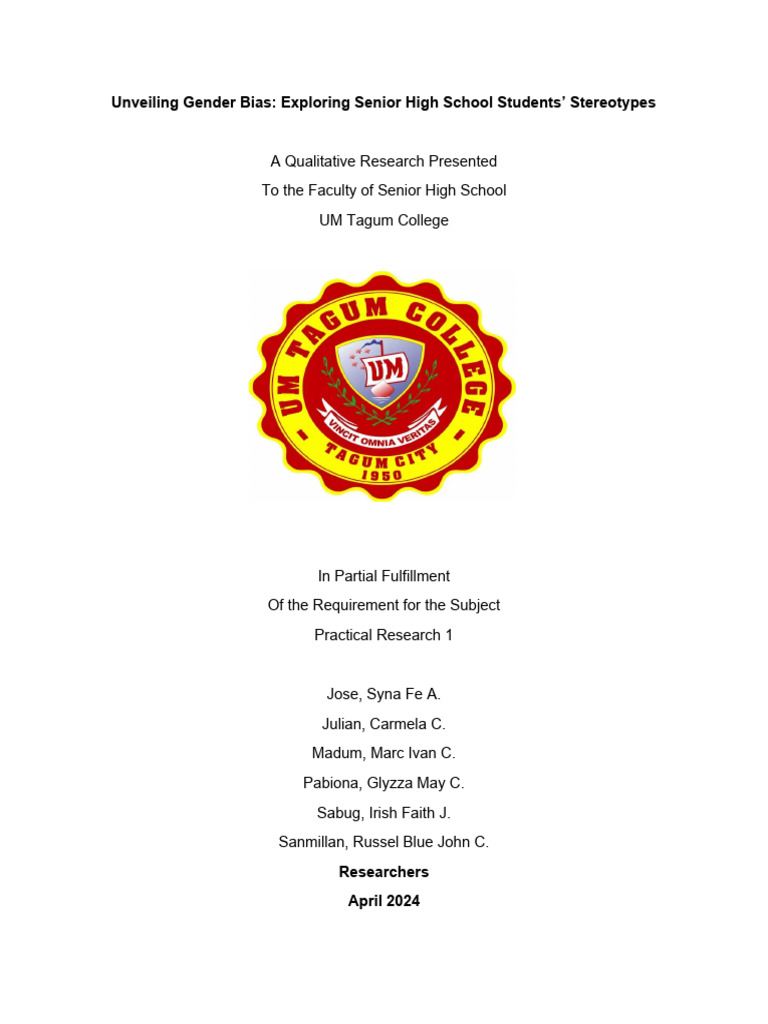 Gender Bias in Senior High School Stereotypes | PDF | Gender Studies ...