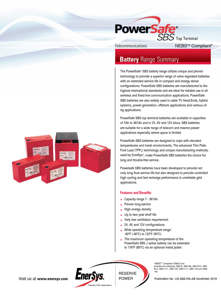 PowerSafe SBS - Range Summary - USA | PDF | Electricity
