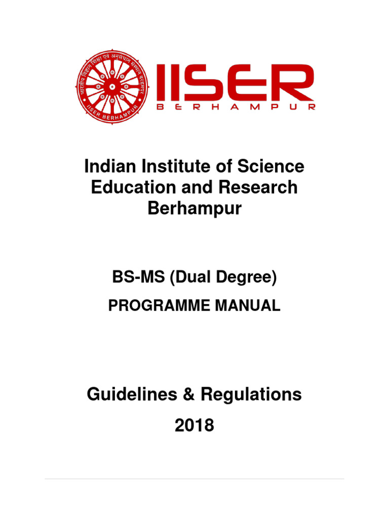 BS-MS Programme Manual 2018 | PDF | University And College Admission ...