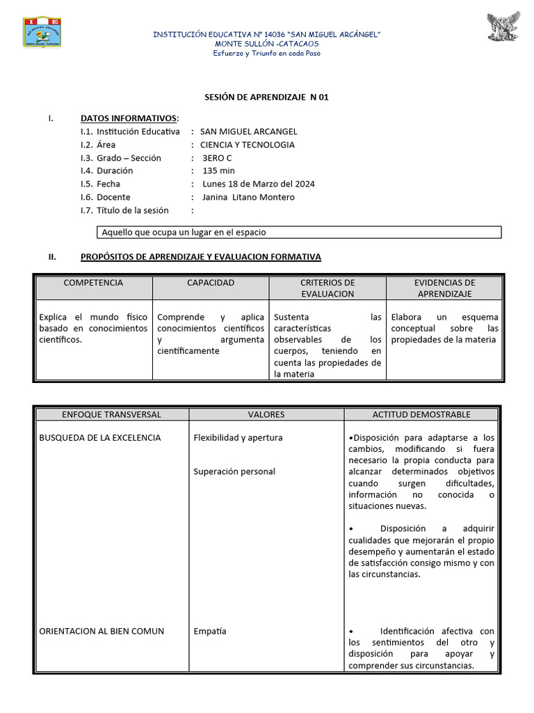 3 Sesion de Aprendizaje | PDF | Evaluación | Aprendizaje