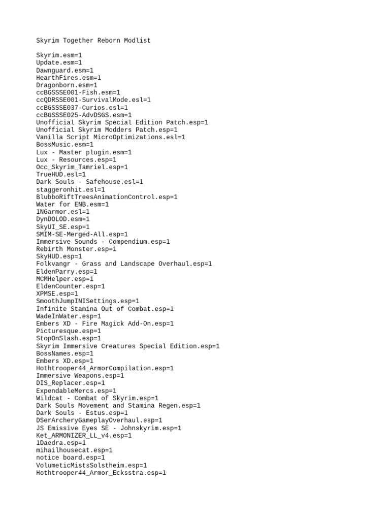 Skyrim together reborn modlist pdf software development software