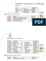 Calendario Campeonato de Fulbito