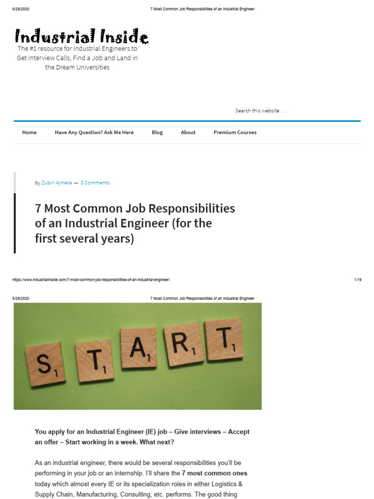 7 Most Common Job Responsibilities of an Industrial Engineer PDF