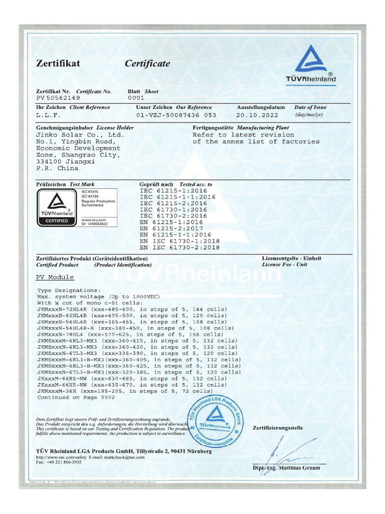 PV Module Certification Details | PDF | Glass Applications ...