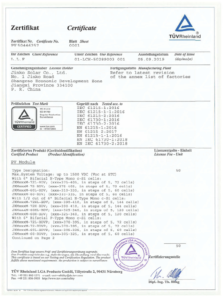 DG IEC Certificate 202401 | PDF
