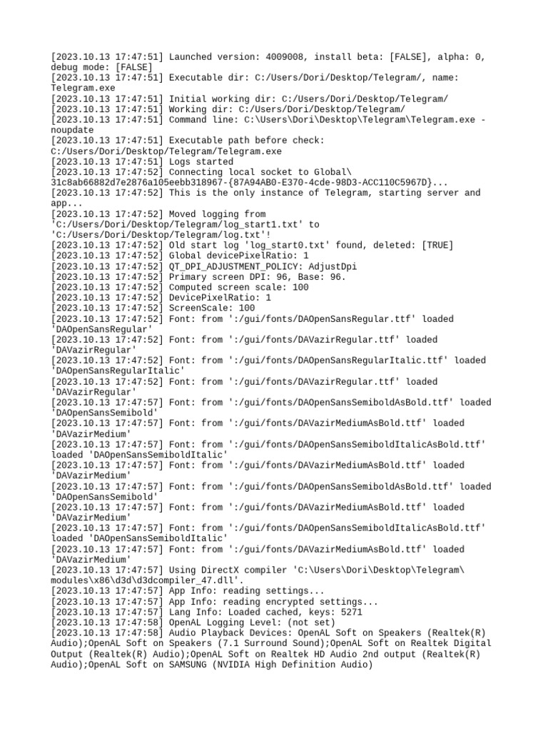 Telegram App Launch Log Details | PDF | Software Engineering ...