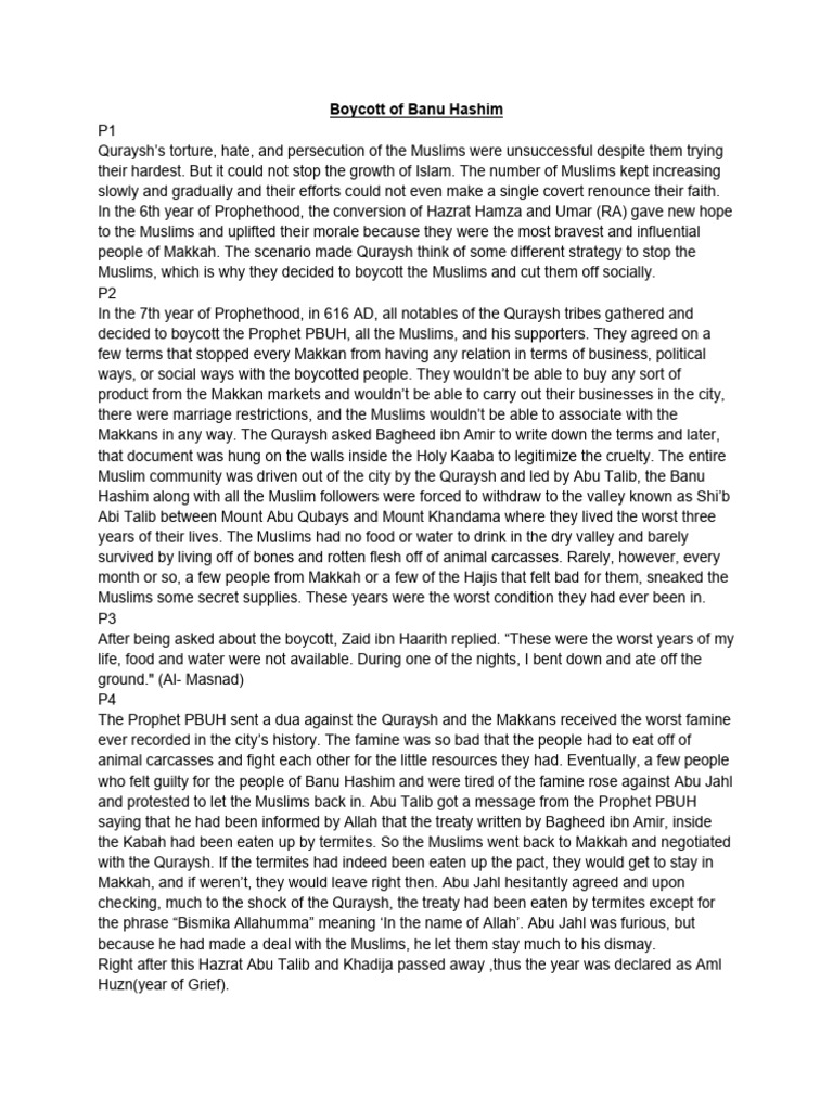 Boycott Of Banu Hashim Notes Pdf Muhammad Abrahamic Religions