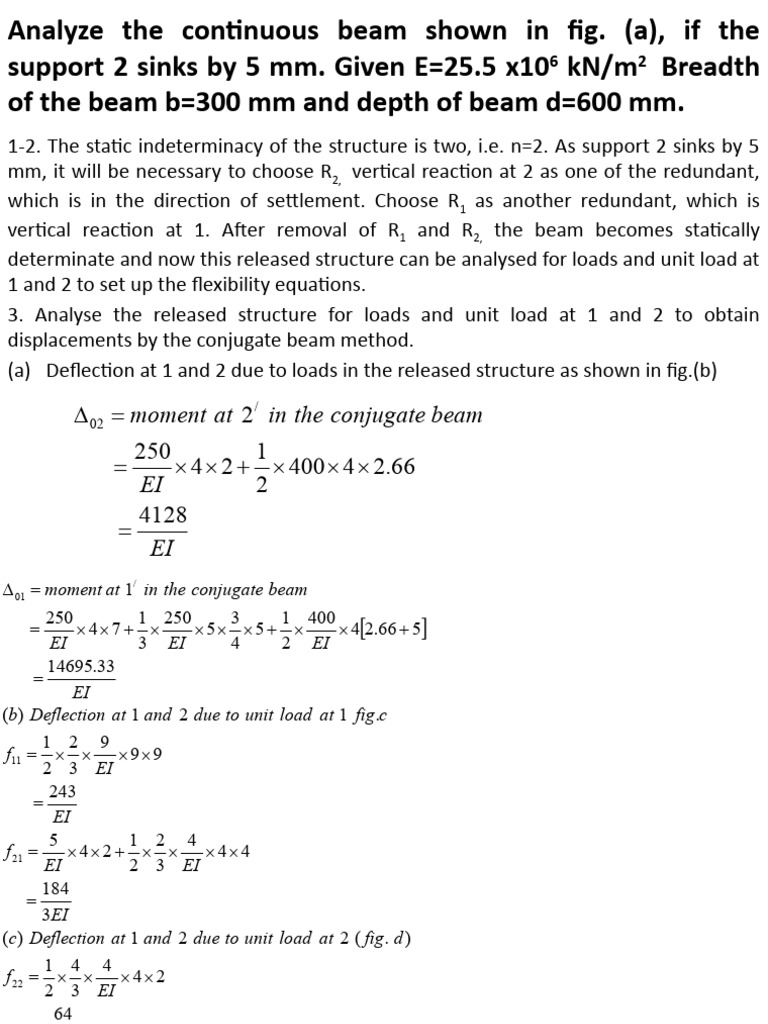 Flexibility Matrix Method System Approach Pdf Beam Structure