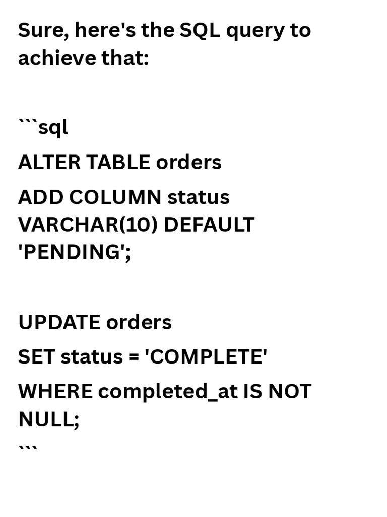 SQL Query to Update Order Status | PDF