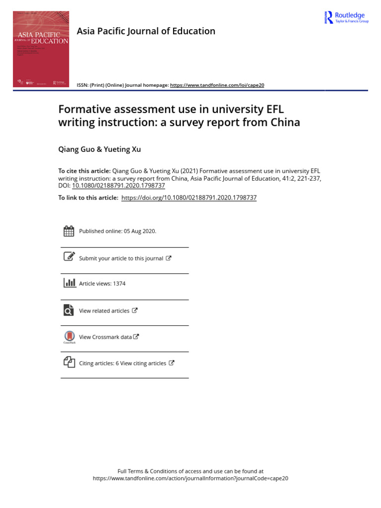 4.guo 2021 Formative Assessment Use in Univers | PDF | English As A ...