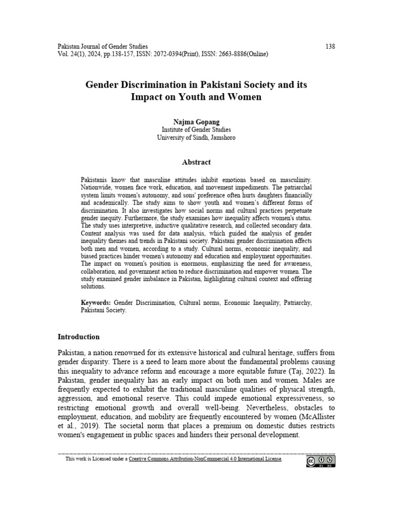 Gender Discrimination in Pakistan's Society | PDF | Gender Studies | Gender