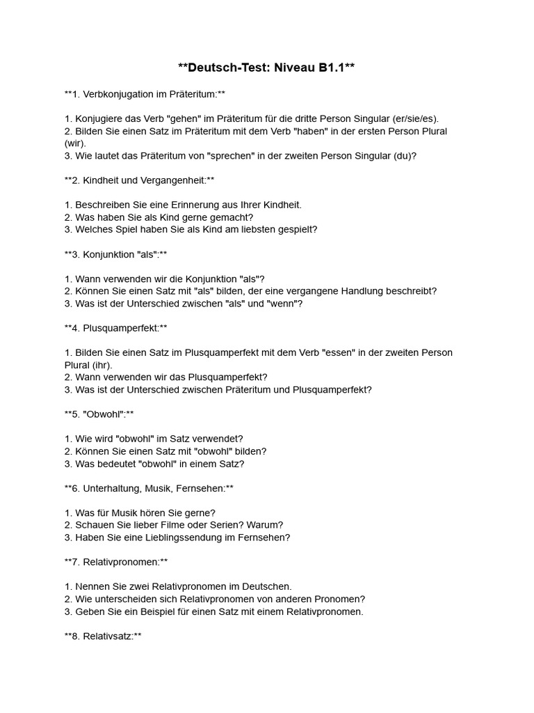 Deutsch-Test B1.1 | PDF