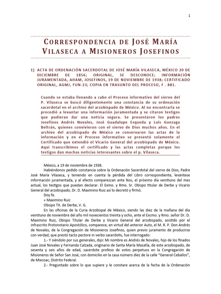Vilaseca A Misioneros Josefinos | PDF | Sacerdote | Clero