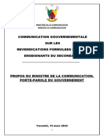 Communication Gouvernementale Relative A La Greve Des Enseignants