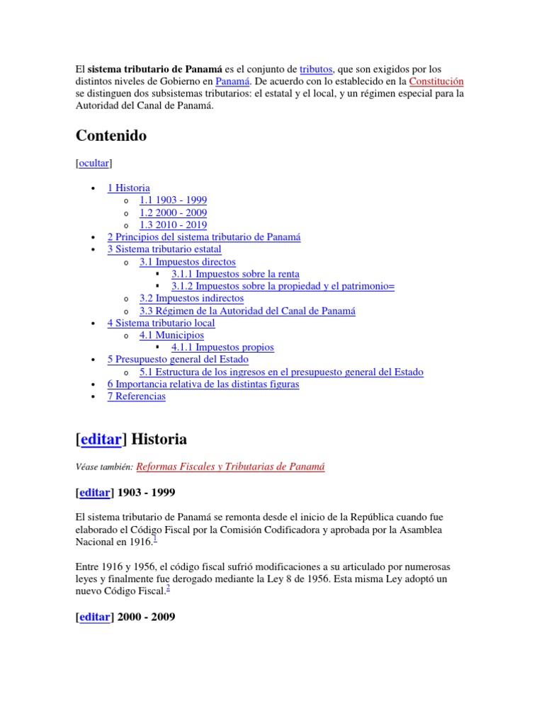 El Sistema Tributario de Panamá Es El Conjunto de Tributos PDF