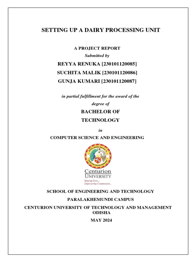 Project Management Report | PDF | Milk | Dairy