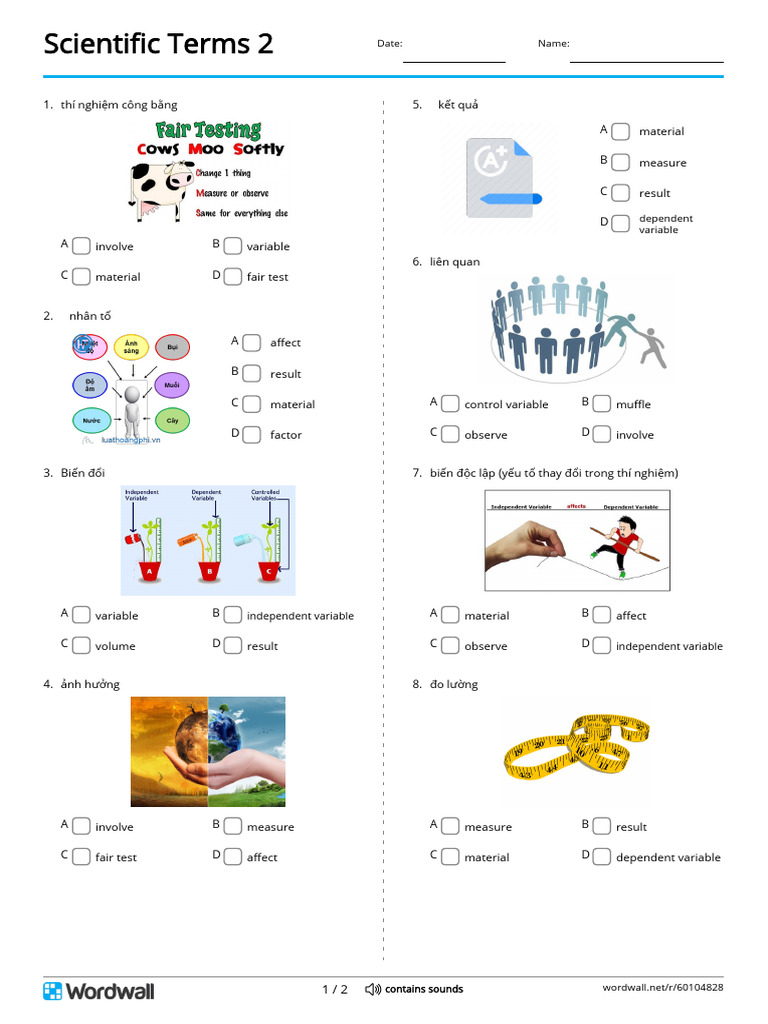 Scientific Terms 2 Quiz | PDF