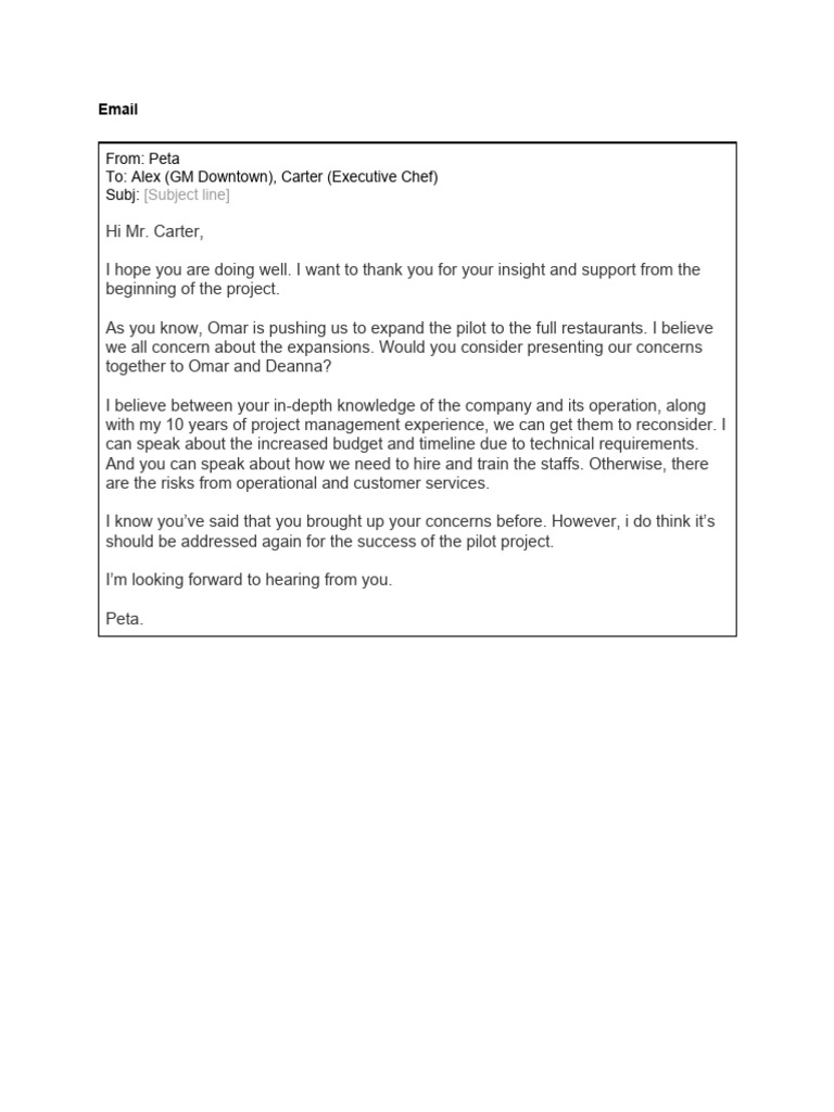 Concerns on Restaurant Expansion Pilot | PDF