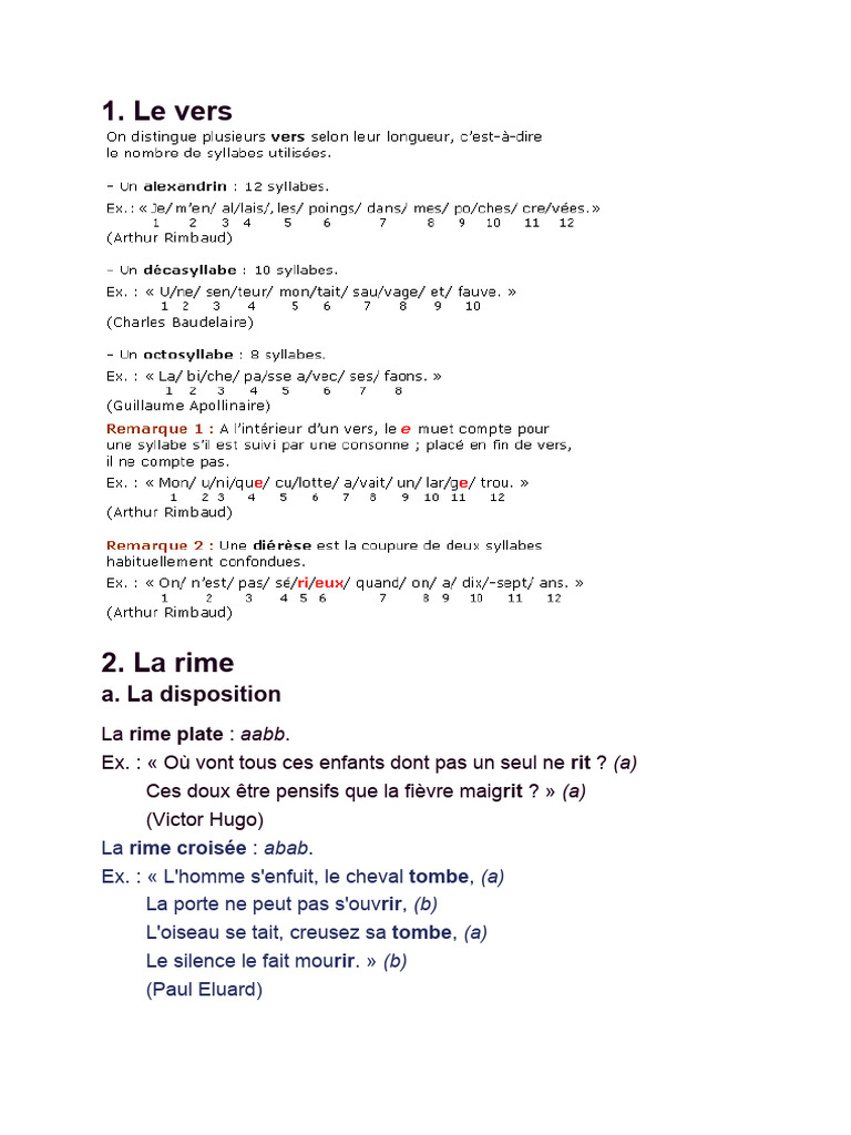 Rimes et versification poétique | PDF | Sonnets | Rime dans la poésie