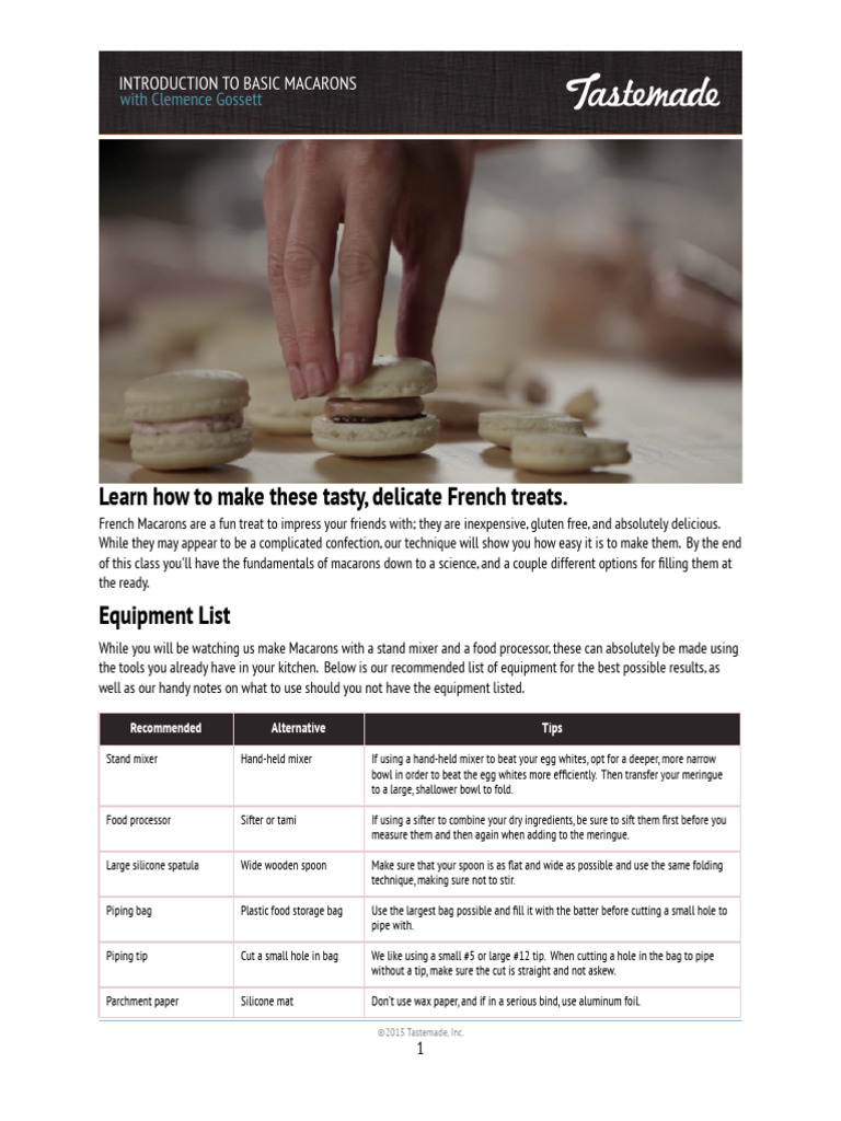 Macaron Basics with Clemence Gossett | PDF | Egg White | Macaron