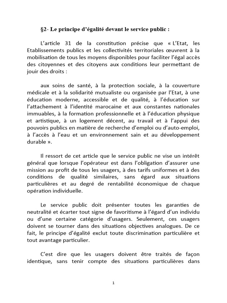 Égalité devant le service public au Maroc | PDF | Services publics | État