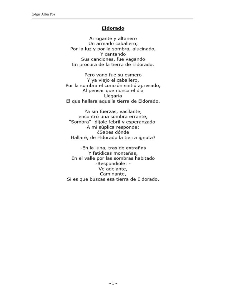 Edgar Allan Poe - Eldorado | PDF