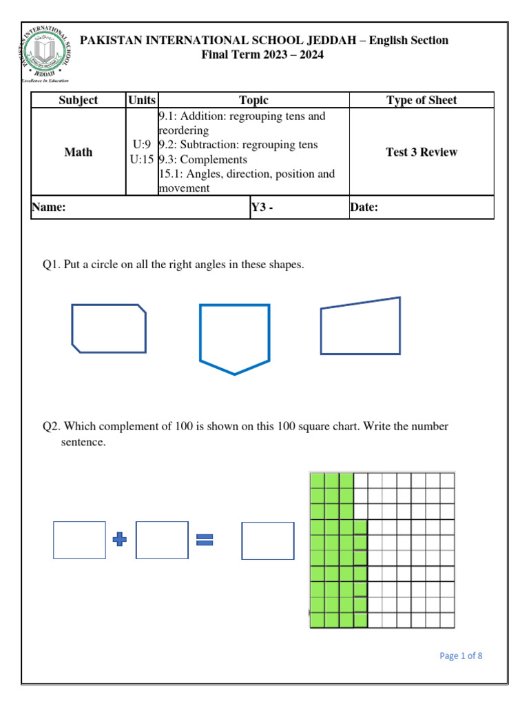 Test 3 Review Sheet Math (Unit 9 and 15) | PDF | Mathematics