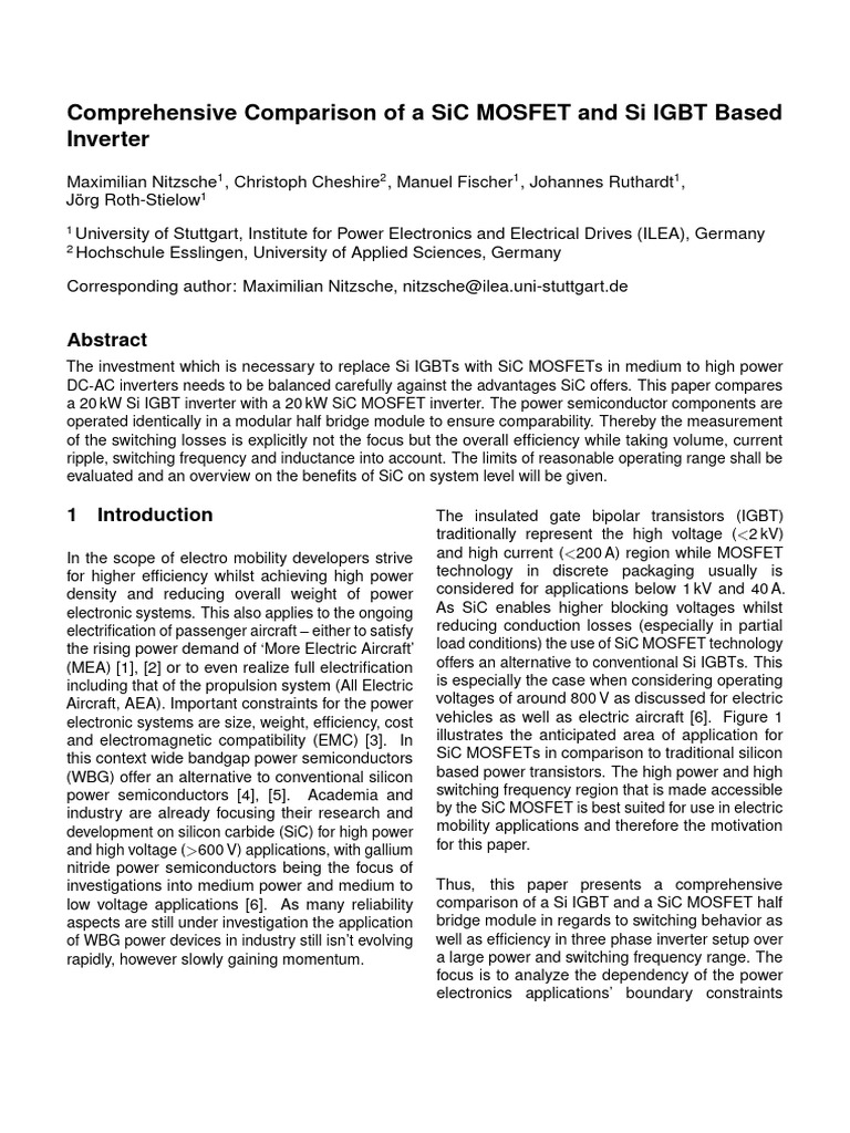 Igbt Sic Mosfet Pdf Mosfet Capacitor