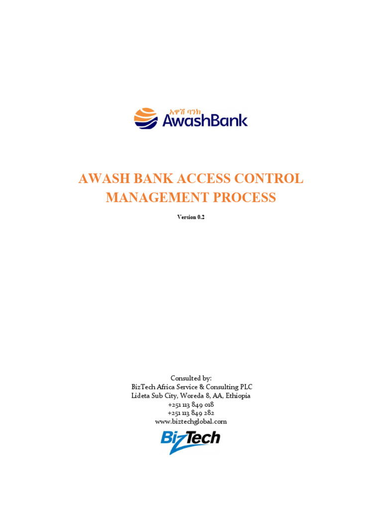 Awash Bank Access Control Process | PDF | Information Security | Access ...
