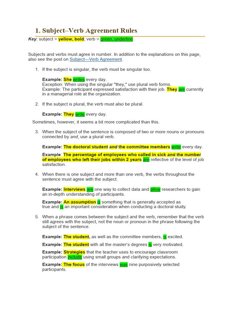 Subject and Verb Agreement | PDF | Grammatical Number | Subject (Grammar)