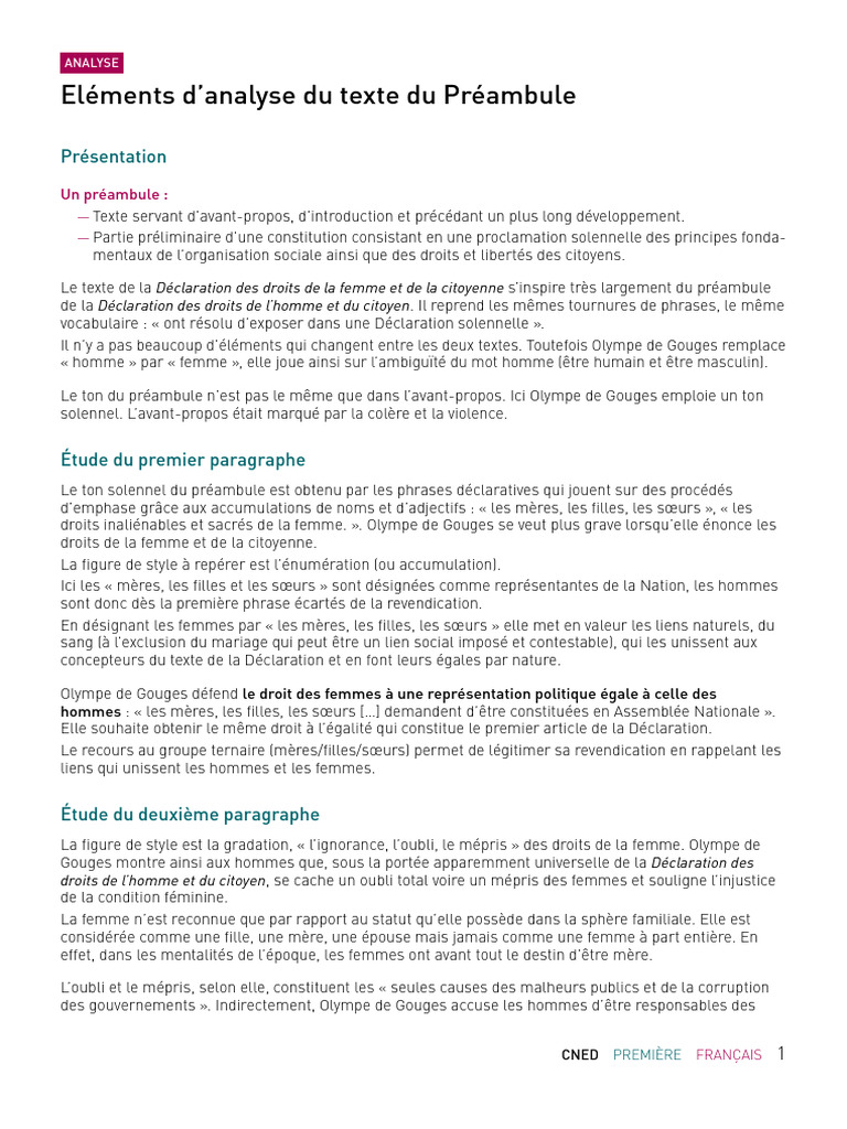 Analyse du préambule d'Olympe de Gouges | PDF | Loi naturelle