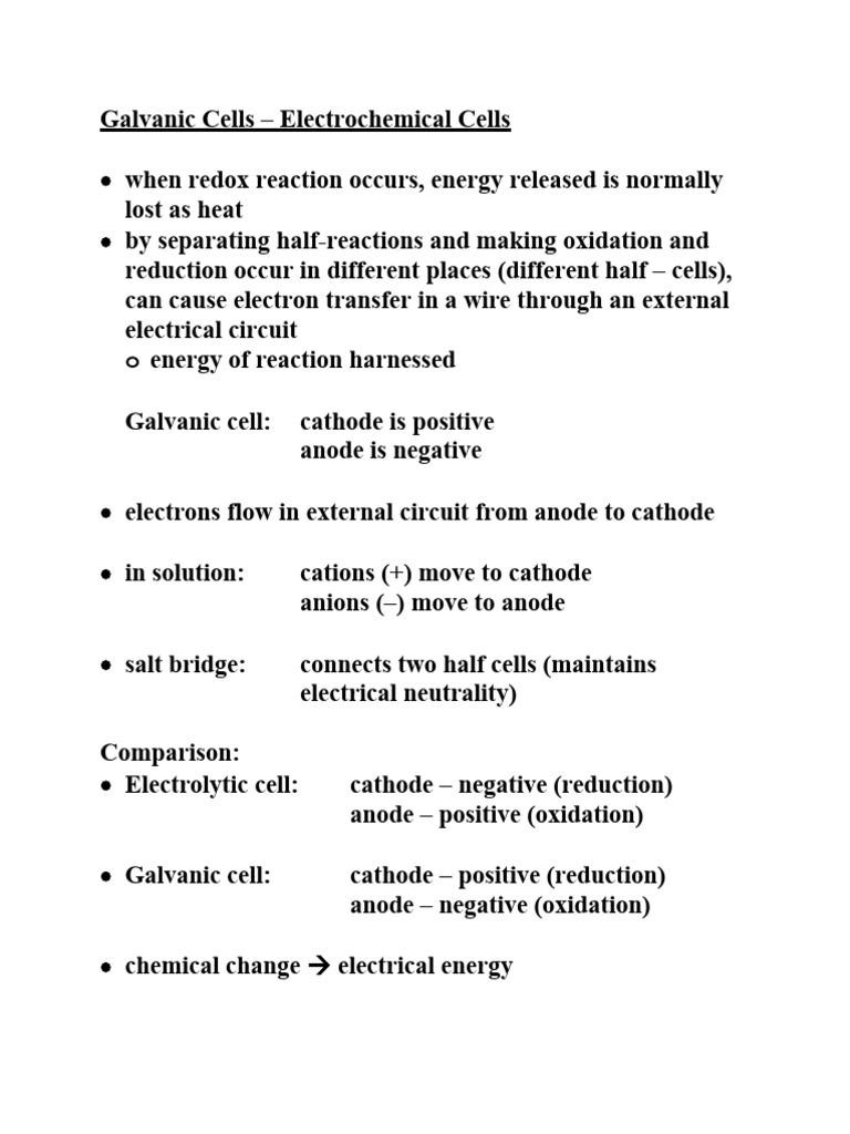 7 Galvanic Cells | PDF | Redox | Anode