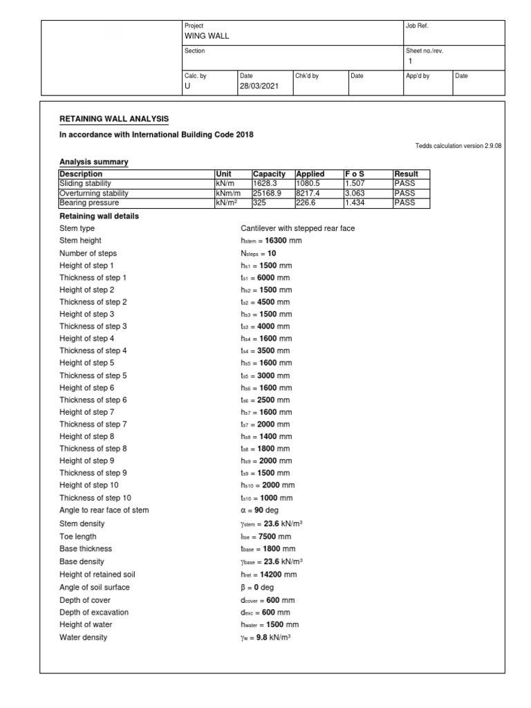 Retaining Wall Stability Analysis | PDF | Friction | Civil Engineering
