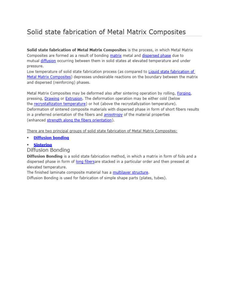 Solid State Fabrication of Metal Matrix Composites | Download Free PDF ...