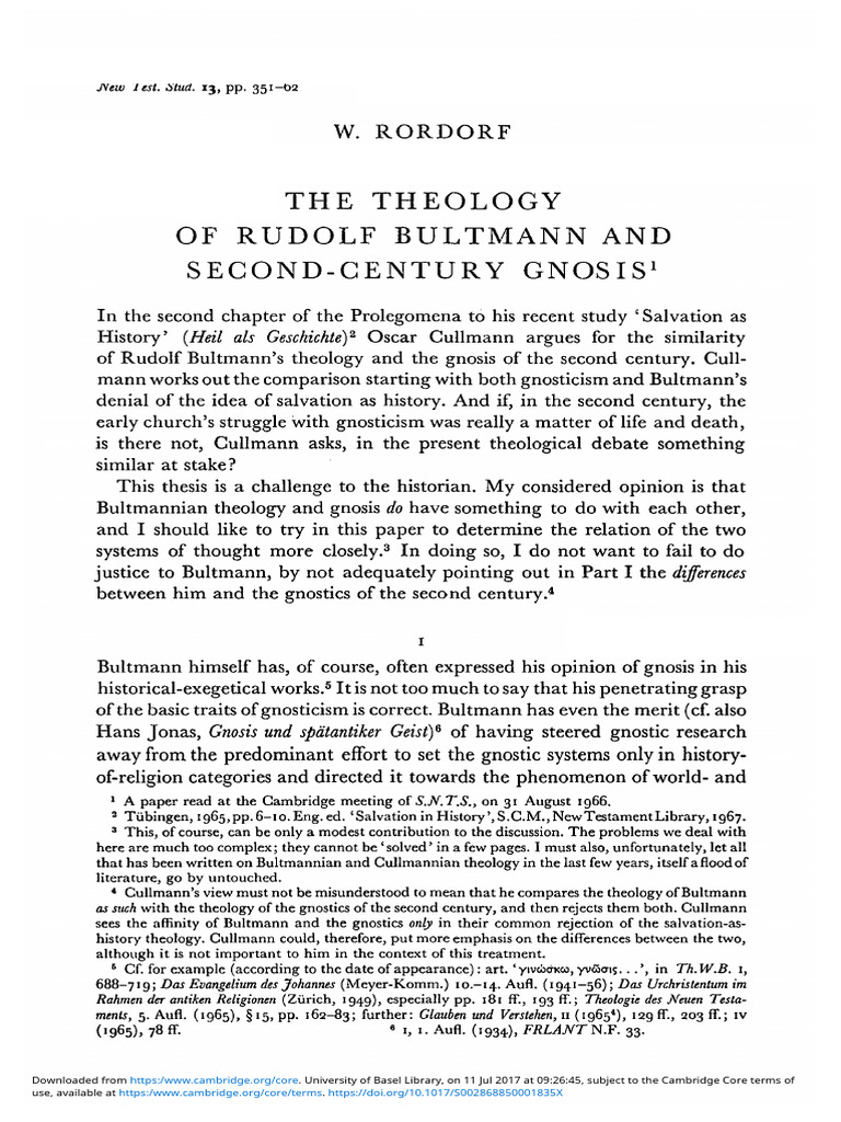 Bultmann's Theology and Gnosticism | PDF | Gnosis | Gnosticism