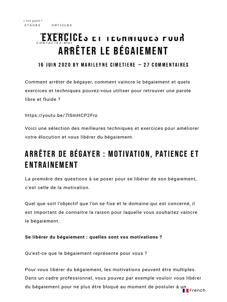 Techniques pour arrêter le bégaiement | PDF | Respiration | Bégaiement