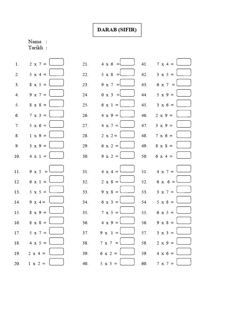 Lembaran kerja darab sifir pdf teaching methods materials
