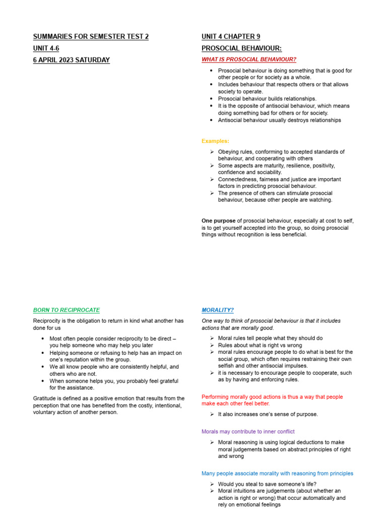 Prosocial Behavior: Key Concepts and Examples | PDF | Altruism | Morality