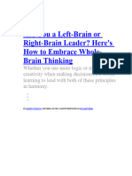 Are You A Left-Brain or Right-Brain Leader Here's How To Embrace Whole-Brain Thinking
