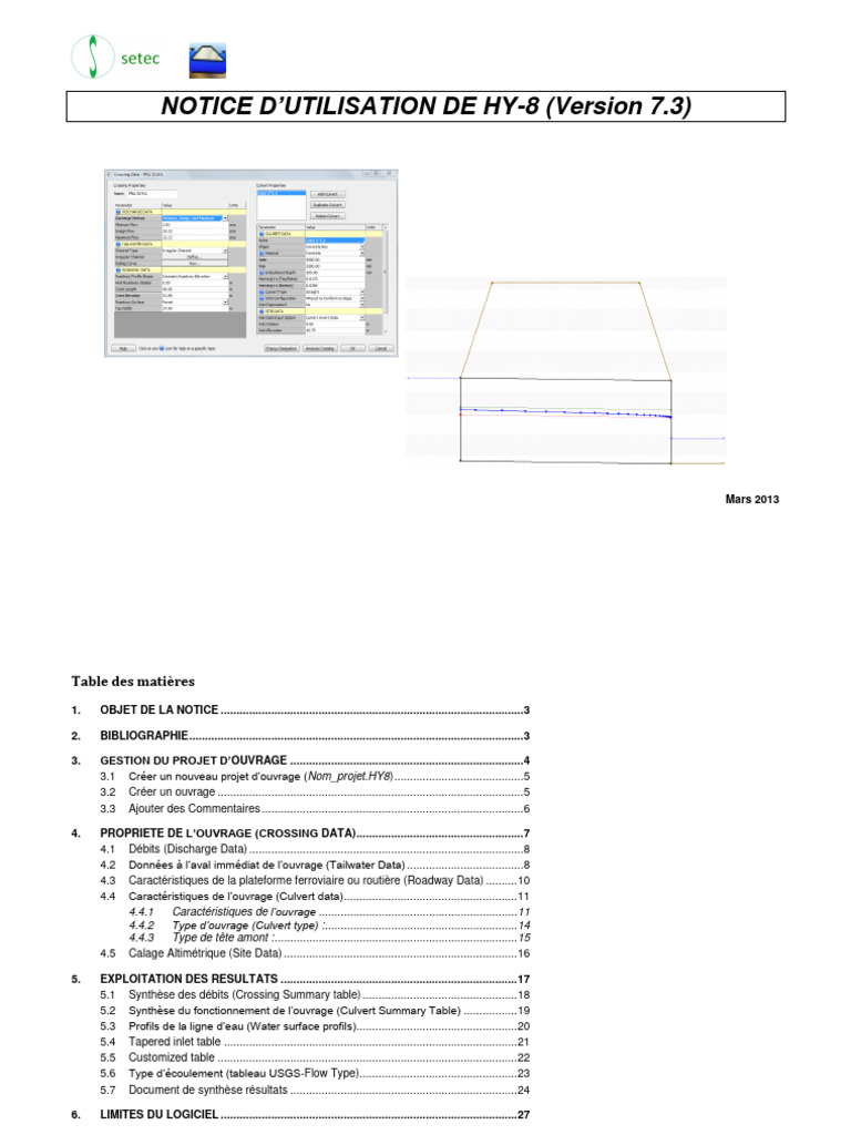 Notice d'utilisation du logiciel HY-8 | PDF | Débit (hydrologie) | Digue