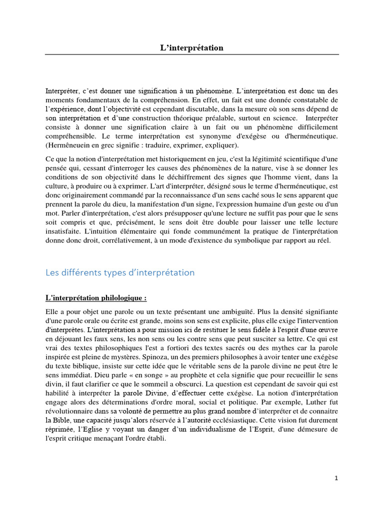 Types et principes de l'interprétation | PDF | Psychanalyse | Inconscient